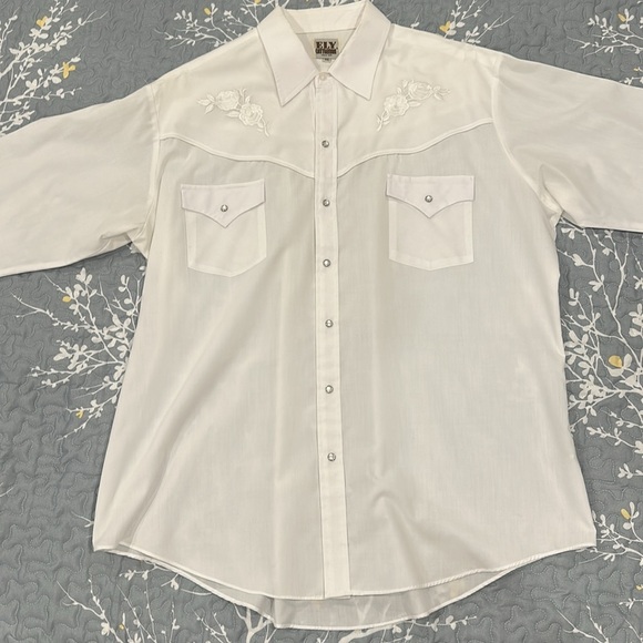 Ely Cattleman White Cowboy Flower Shirt - XL - Picture 3 of 6